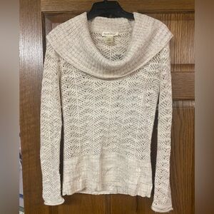 White House Black Market Sweater with Cowl Neck in Cream - Size Small